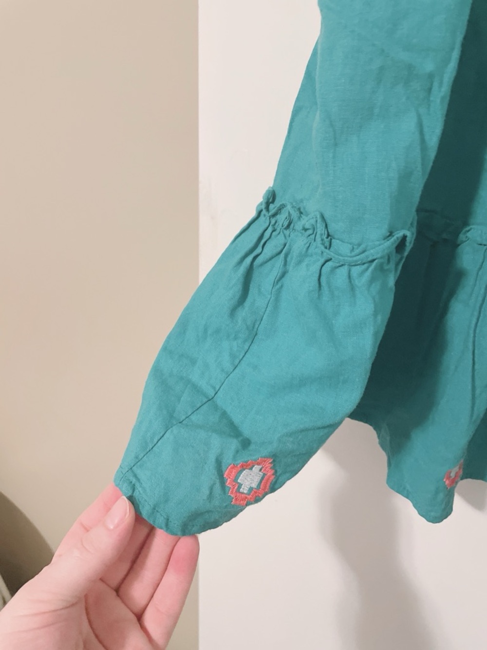 J Marie Teal Sleeveless Tiered Embroidered Dress Size Large. - Picture 5 of 11